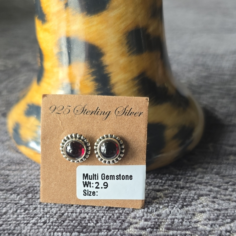 925 Sterling Garnet Stud Earrings